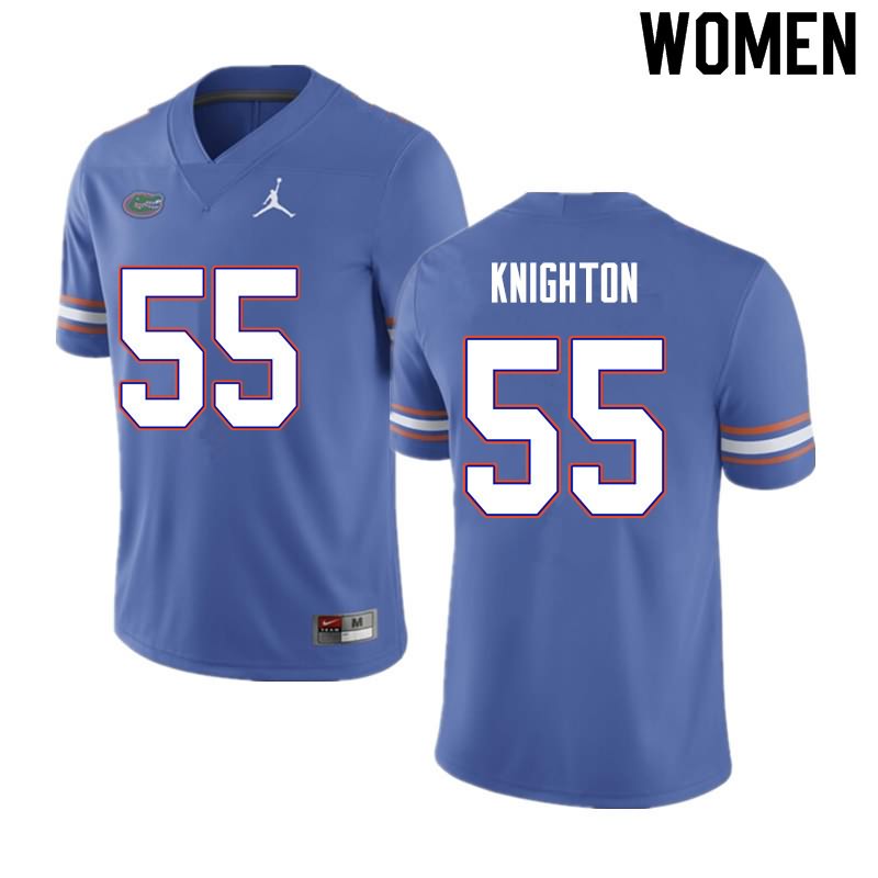 NCAA Florida Gators Hayden Knighton Women's #55 Nike Blue Stitched Authentic College Football Jersey NMG3864RI